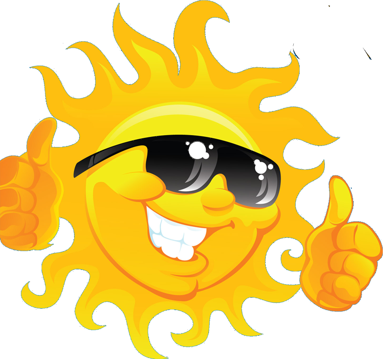 Smiling sun wearing sunglasses